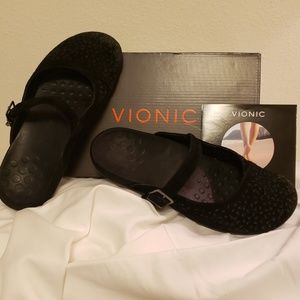 Vionic Lidia Black Suede Leather Size: 9 Width: M